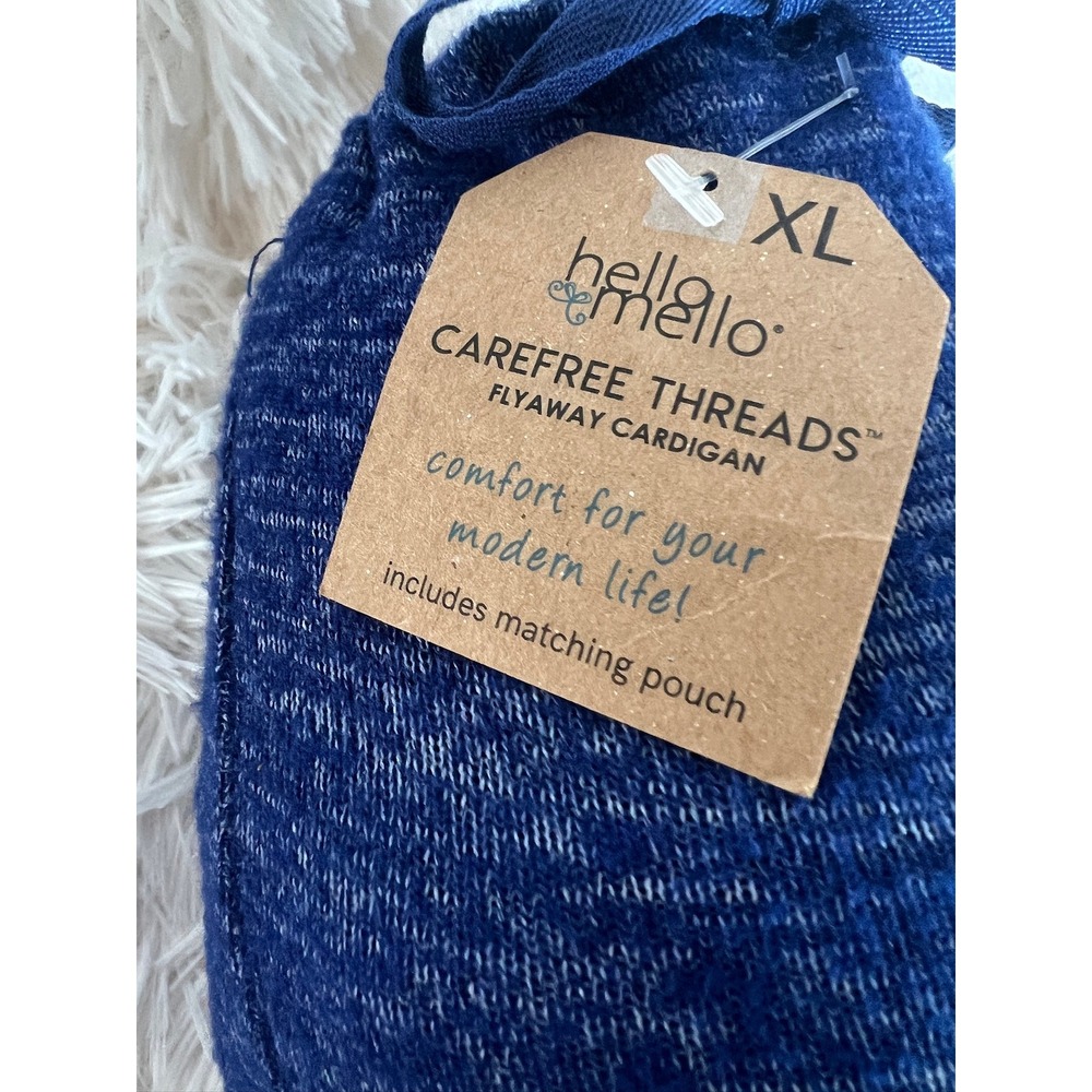Hello Mello Carefree Threads Flyaway Cardigan Womens XL Blue Marl Travel Pouch - Picture 6 of 13